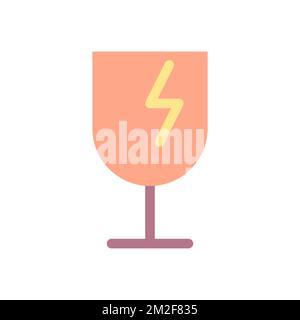 Broken wineglass flat color ui icon Stock Vector