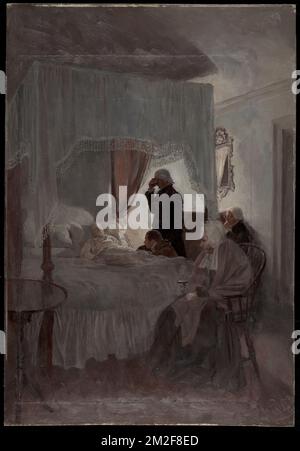 Death of Washington , Presidents, Death, Deathbeds, Presidents' spouses, Washington, George, 1732-1799, Washington, Martha, 1731-1802. Howard Pyle (1853-1911). Prints and Paintings Stock Photo
