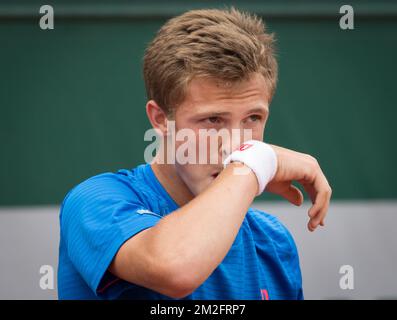Belgian Arnaud Bovy pictured during the match between Belgian Arnaud Bovy and Australian Rinky Hijikata in the first round of the boy's singles at the Roland Garros French Open tennis tournament, in Paris, France, Sunday 03 June 2018. The main draw of this year's Roland Garros Grand Slam takes place from 27 May to 10 June. BELGA PHOTO BENOIT DOPPAGNE Stock Photo