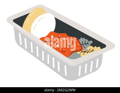 Lunch box with eggs, porridge and salad vector Stock Vector
