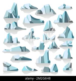 Iceberg with reflection or shade, icy peaks vector Stock Vector