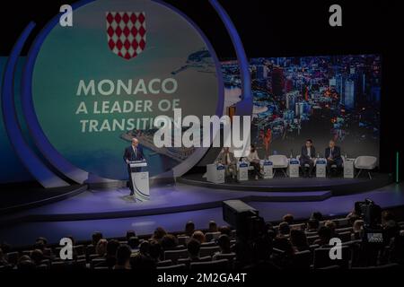 Transition Monaco Forum is a new global platform designed to accelerate the transition towards a sustainable future in all sectors. It brings together 500 world leaders in Monaco on 26 and 27 June 2018. On picture His Serene Highness Prince Albert II. | Transition Monaco Forum est une nouvelle plate-forme mondiale destinée à accélérer la transition vers un futur durable dans tous les secteurs, il rassemble 500 leaders mondiaux à Monaco les 26 et 27 juin 2018. sur la photo Son Altesse Sérénissime, le Prince Albert II. 26/06/2018 Stock Photo