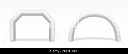 Inflatable arches for advertising, races, marathon and sports events. Blank archways or gate, finish or start on sports competition isolated on transparent background, Realistic 3d vector illustration Stock Vector