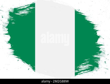 Nigeria flag on distressed grunge brush background Stock Photo