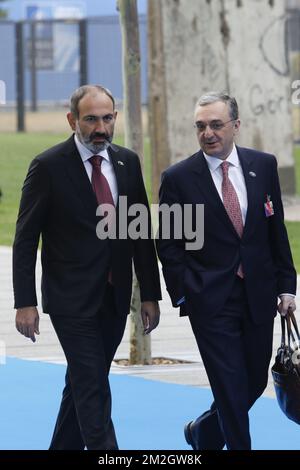 Armenian Prime Minister Nikol Pashinyan pictured at the arrivals on day two of a summit of the NATO (North Atlantic Treaty Organization) military alliance, Thursday 12 July 2018, in Brussels. BELGA PHOTO POOL PABLO GARRIGOS CUCARELLA  Stock Photo