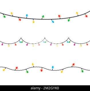 Christmas lights string  vector illustration isolated on white background. Stock Vector