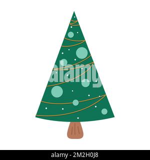 Christmas tree vector illustration isolated on white background. Stock Vector