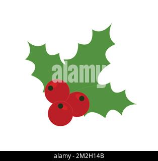 Christmas holly vector art icon isolated on white background. Stock Vector
