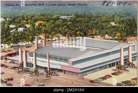 Dinner Key Marina and convention hall, Coconut Grove, Miami, Florida , Tichnor Brothers Collection, postcards of the United States Stock Photo