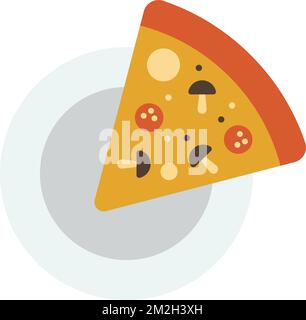 Pizza from above illustration in minimal style isolated on background Stock Vector