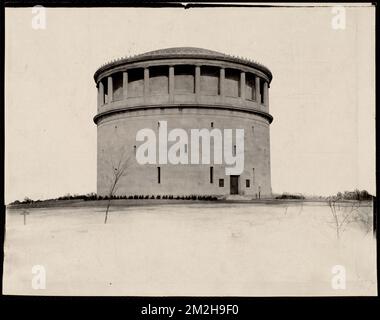 Distribution Department, Arlington Reservoir, Arlington, Mass., 1925 , waterworks, water towers, construction completed Stock Photo