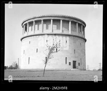 Distribution Department, Arlington Reservoir, Arlington, Mass., ca. 1925 , waterworks, water towers Stock Photo