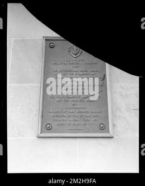 Distribution Department, Arlington Reservoir, tablet, right side, Arlington, Mass., ca. 1925 , waterworks, tablets Stock Photo