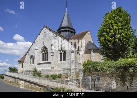 L'église Sainte-Radegonde / Saint Radegund Church, where the painter Claude Monet is buried at Giverny, Eure department, Normandy, France | L'église Sainte-Radegonde à Giverny, Eure département, Normandie, France 01/07/2018 Stock Photo