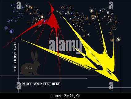 Happy Chinese New Year of Black Water Rabbit. Abstract background. 3d color Vector illustration Stock Vector