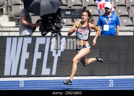 Camille Laus pictured in action during the series of the women's 400m race event at the European Athletics Championships, in Berlin, Germany, Wednesday 08 August 2018. The European Athletics championships are held in Berlin from 07 to 12 August. BELGA PHOTO JASPER JACOBS Stock Photo