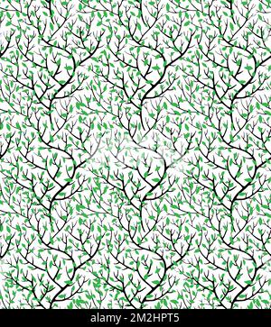 Green shoots with leaves, spring branches with foliage Stock Vector