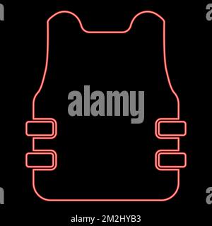 Neon bullet-proof vest flak jacket red color vector illustration image flat style light Stock Vector