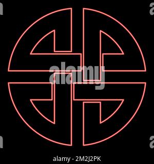 Neon knot shield symbol of protection Ancient symbol red color vector illustration image flat style light Stock Vector