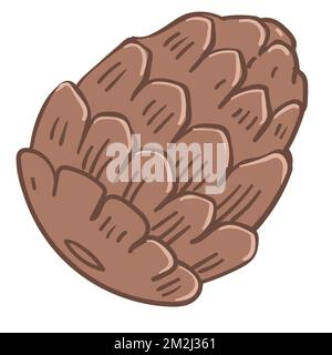 Pine tree cone, closed fir nut icon vector Stock Vector