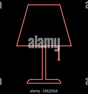 Neon table lamp Night lamp Clasic lamp red color vector illustration image flat style light Stock Vector