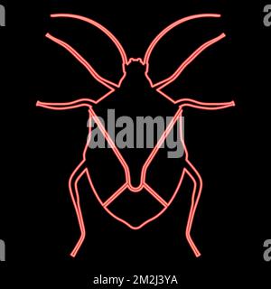 Neon bug Bedbug Chinch True bugs Hemipterans Insect pest red color vector illustration image flat style light Stock Vector