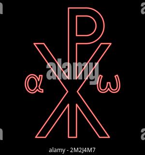 Neon crismon symbol Cross monogram Xi Hi Ro Konstantin Symbol Saint ...