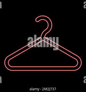 Neon hanger Clothes hanger red color vector illustration image flat style light Stock Vector