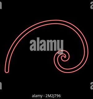 Neon spiral golden section Golden ratio proportion Fibonacci spiral red color vector illustration image flat style light Stock Vector