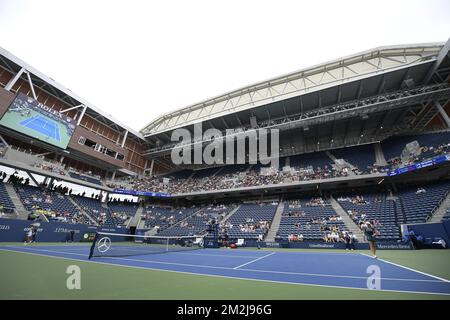 Illustration picture shows the Louis Armstrong Stadium during a tennis match between Belgian Elise Mertens (WTA 15) and Czech Barbora Strycova (WTA 23), in the third round of the women's singles tournament, at the 118th US Open Grand Slam tennis tournament, at Flushing Meadow, in New York City, USA, Friday 31 August 2018. BELGA PHOTO YORICK JANSENS Stock Photo