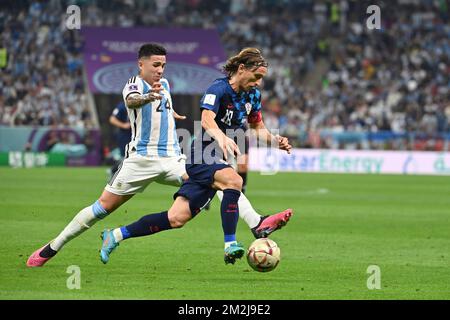 Luka MODRIC (CRO), action, duels versus FERNANDEZ Enzo (ARG). Semi ...