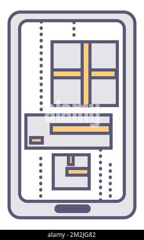 Smartphone showing parcels and their location, tracking app Stock Vector