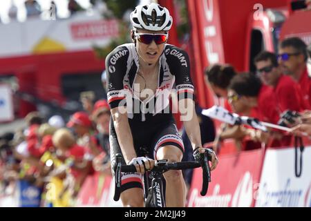 Dutch Wilco Kelderman of Team Sunweb pictured in action during the 19th stage of the 'Vuelta a Espana', Tour of Spain cycling race, 154.4 km from Lleida to Andorra, Spain, Friday 14 September 2018. BELGA PHOTO YUZURU SUNADA FRANCE OUT Stock Photo