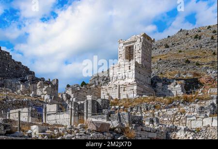 Sagalassos ancient city near Burdur, Turkey. Ruins of the Upper Agora in the roman city. Stock Photo