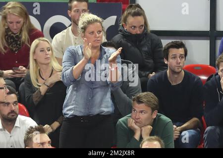 Kim Clijsters pictured during the return leg basketball match between Spirou Charleroi and Hapoel Tel Aviv, in the first round of qualifications of Basketball Champions League, Monday 24 September 2018 in Charleroi. BELGA PHOTO BRUNO FAHY Stock Photo