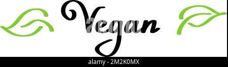 Vegan handdrawn text green vector lettering illustration. Calligraphy Vegan illustration Stock Vector