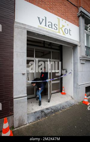 Illustration picture shows the student house (around 30 rooms) called Vlaskot, in the Oude Vestingstraat street in Kortrijk, where a dead body was found in the elevator, Monday 01 October 2018. BELGA PHOTO KURT DESPLENTER Stock Photo