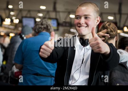 Breakdancer Olivier Warner pictured during the departure of the athletes participating in the Buenos Aires Youth Olympic Games, from Brussels airport in Zaventem towards Argentina, Monday 01 October 2018. The 2018 edition of the games takes place from 6th to 18th October 2018 in Argentina. BELGA PHOTO JASPER JACOBS Stock Photo