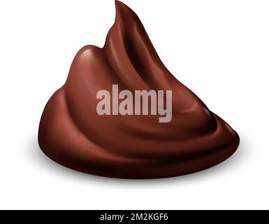 Illustration of Brown Cream Sauce or Syrup Drop. Brown Cream Chocolate Texture Isolated on White. Illustration Ice Cream Product Swatch for Design Stock Vector