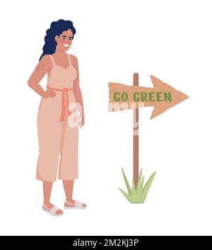 Go green lifestyle semi flat color vector character Stock Vector