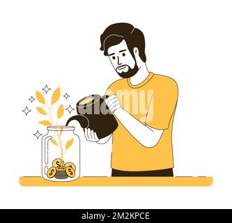 Man investing savings flat concept vector illustration Stock Vector