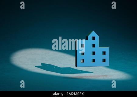 Beautiful abstract illustrations Location City symbol icon on a dark blue background. 3d rendering illustration. Background pattern for design. Stock Photo