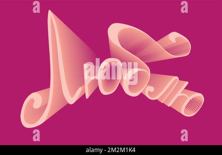 love the inscription in Russian. Love 3d text effect. Valentine card template. Volumetric lettering. Stock Vector