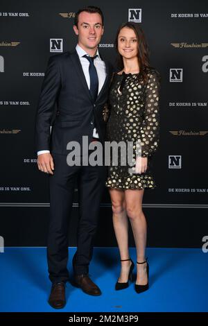 Belgian Yves Lampaert and his girlfriend Astrid Demeulemeester pictured during the 'Gala van de Flandrien 2018' award ceremony for the best Belgian cyclist of the 2018 cycling season, organized by newspaper 'Het Nieuwsblad', Tuesday 06 November 2018, in Oostende. BELGA PHOTO DAVID STOCKMAN Stock Photo