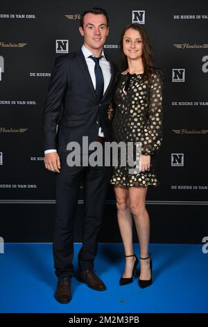 Belgian Yves Lampaert and his girlfriend Astrid Demeulemeester pictured during the 'Gala van de Flandrien 2018' award ceremony for the best Belgian cyclist of the 2018 cycling season, organized by newspaper 'Het Nieuwsblad', Tuesday 06 November 2018, in Oostende. BELGA PHOTO DAVID STOCKMAN Stock Photo