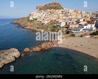 Drone view at the village of Castelsardo on Sardinia in Italy Stock Photo