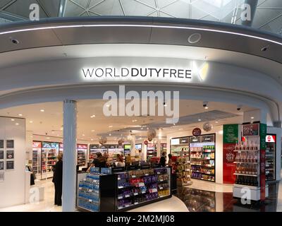 World Duty Free shop, Stansted airport, Essex, England, UK Stock Photo