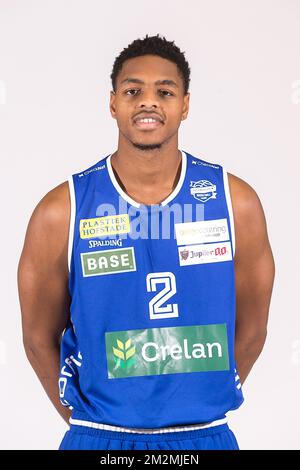 Aalstar's Jonathan Jon-Jon Williams poses during a photoshoot of Belgian Basketball team Okapi Aalstar ahead of the 2018-2019 EuroMillions League, Wednesday 28 November 2018 in Aalst. BELGA PHOTO JAMES ARTHUR GEKIERE Stock Photo