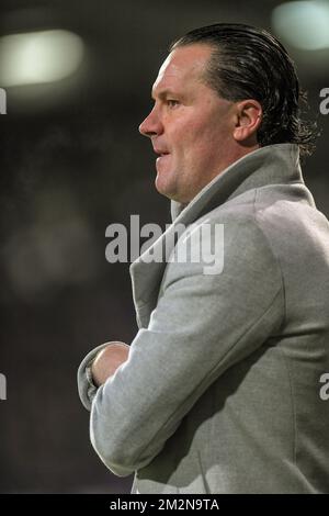 Beerschot's head coach Stijn Vreven pictured during a soccer game between Beerschot Wilrijk and Lommel SK, Saturday 22 December 2018 in Antwerp, on the 20th day of the 'Proximus League' 1B division of the Belgian soccer championship. BELGA PHOTO LUC CLAESSEN Stock Photo