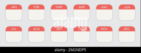 12-Month Calendar stylized. Icons from popular OS. Vector Icon Set Stock Vector